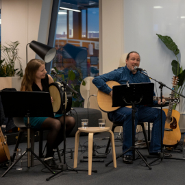 Kaja and Gareth performing a song