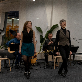 The ladies showing off their dancing skills